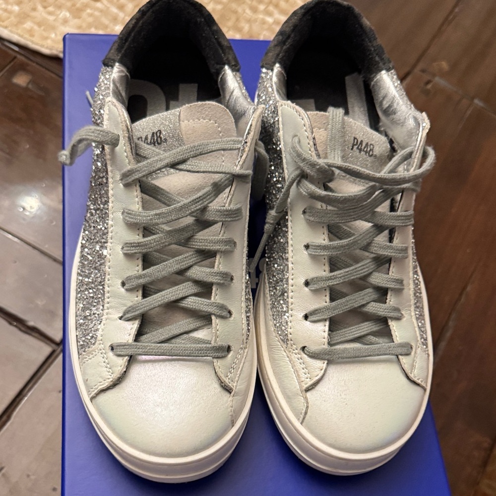 Silver Glitter Women's Sneakers - Picture 3 of 6